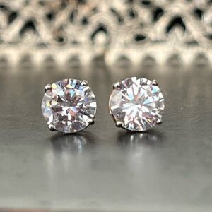 Moissanite and Sterling Silver Stud Earrings